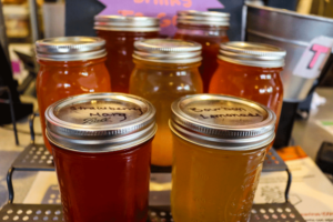 Mason jars of Batch Cocktails with lids